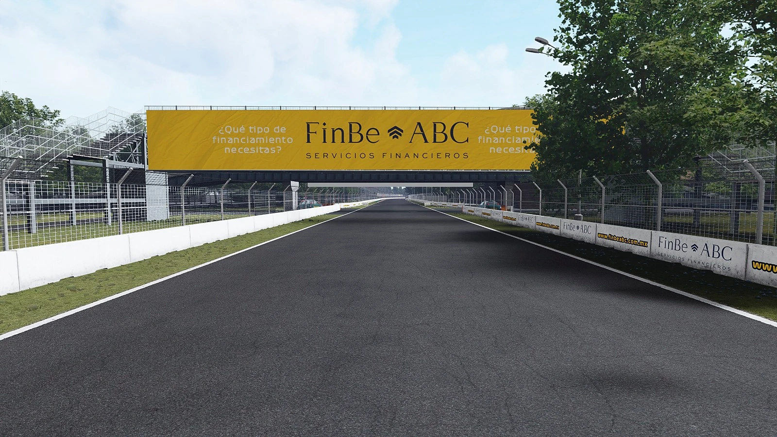 Puente del circuito virtual con publicidad personalizada de FinBe ABC